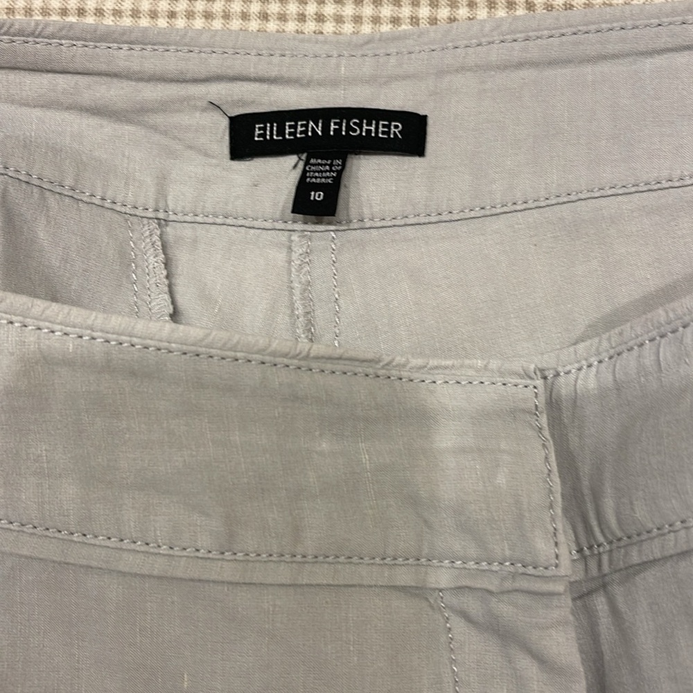 Eileen Fisher Soft Gray Linen Trousers - Picture 3 of 3